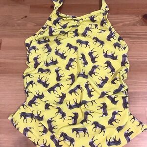 Bijou Yellow Zebra Print Girls one piece bathing suit